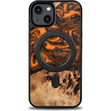 Bewood Wood and resin case for iPhone 15 Plus MagSafe Bewood Unique Orange - orange and black