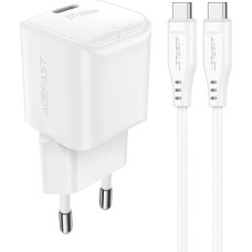 Acefast A77 Mini PD 30W GaN wall charger + USB-C cable - white