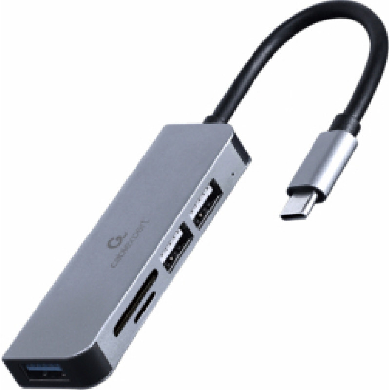 Gembird USB Centrmezgls Gembird USB Type-C 3-port with Card Reader