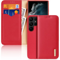 Dux Ducis Hivo case Samsung Galaxy S23 Ultra cover with flip wallet stand RFID blocking red