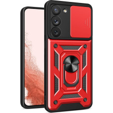 Hurtel Hybrid Armor Camshield case for Samsung Galaxy S23+ armored cover with camera cover red