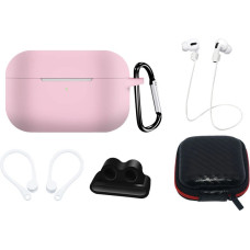 Hurtel Silicone Case Set for AirPods Pro 2 / AirPods Pro 1 + Case / Ear Hook / Neck Strap / Watch Strap Holder / Carabiner - pink