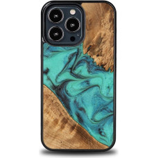 Bewood Unique Turquoise iPhone 13 Pro Wood and Resin Case - Turquoise Black