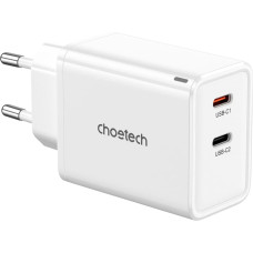 Choetech PD6013 2x USB-C PD 65W GaN wall charger - white