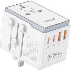 Dudao A65Pro 65W EU / US / JP / AUS / UK travel adapter 2x USB-C 2x USB-A - white