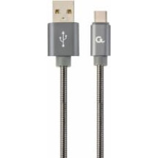 Gembird USB Male - USB Type C Male Premium spiral metal 1m Metallic Grey