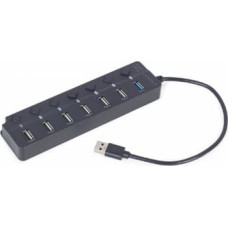 Gembird USB Centrmezgls Gembird 7-port USB 3.1 with Switches Black