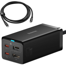 Baseus fast charger GaN5 Pro HUB HDMI 2 x USB-C / USB-A / HDMI 4K 30Hz 1.5m black + USB-C cable - USB-C 100W 40Gb/s (USB4) 1m (CCGP110201)