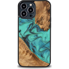 Bewood Unique Turquoise iPhone 13 Pro Max Wood and Resin Case - Turquoise Black