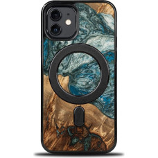 Bewood Wood and Resin Case for iPhone 12/12 Pro MagSafe Bewood Unique Planet Earth - Blue-Green