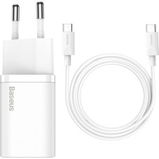 Baseus Si USB-C 25W 3A fast charger with USB-C / USB-C 1m cable - white