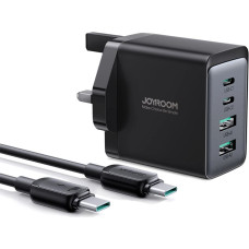 Joyroom TCG02 PD USB-C USB-A 67W GaN wall charger (UK) + USB-C cable - black