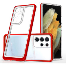 Hurtel Clear 3in1 case for Samsung Galaxy S23 Ultra silicone cover with frame red