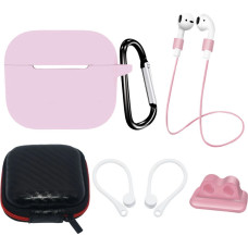 Hurtel AirPods 3 Silicone Case Set + Case/Ear Hook/Neck Strap/Watch Strap Holder/Carabiner Clasp - pink