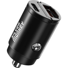 Silver Monkey PDQC-CPCT30-SM 30W car charger 1x USB-C PD 1xUSB-A QC - black