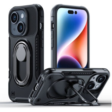 Joyroom Dual Hinge case for iPhone 14 armored case with a stand and a ring holder black