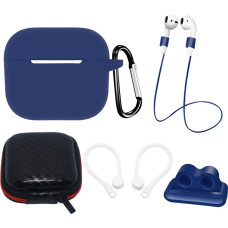 Hurtel AirPods 3 Silicone Case Set + Case/Ear Hook/Neck Strap/Watch Strap Holder/Carabiner Clasp - blue