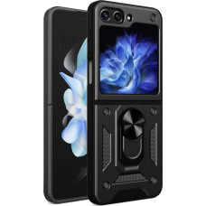 Hurtel Hybrid Armor Camshield Case for Z Flip 5 5G with Camera Protector - Black