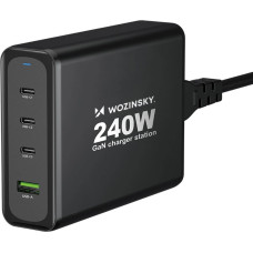 Wozinsky WGCSB 240W GaN wall charger USB-A / 3 x USB-C - black