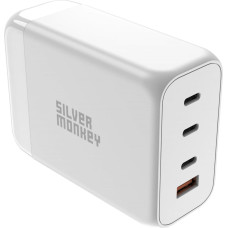 Silver Monkey SMA156 200W GaN charger 3x USB-C PD USB-A QC 3.0 with detachable power cable - white