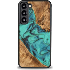 Bewood Unique Turquoise Wood and Resin Case for Samsung Galaxy S23 Plus - Turquoise Black