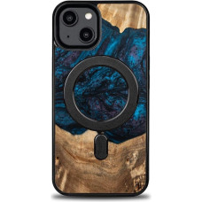 Bewood Wood and resin case for iPhone 15 Plus MagSafe Bewood Unique Neptun - navy blue and black