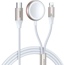 Joyroom 2 in 1 Lightning cable and inductive charger for Apple Watch 1.5m white (S-IW012)