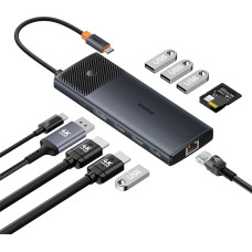 Baseus USB HUB 11in1 Baseus Metal Gleam Series II USB-A/USB-C PD/HDMI/DP/RJ45/SD/TF - black