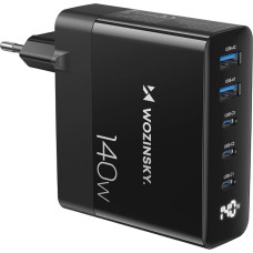 Wozinsky CGWCB 140W GaN wall charger 3 x USB-C / 2 x USB-A - black