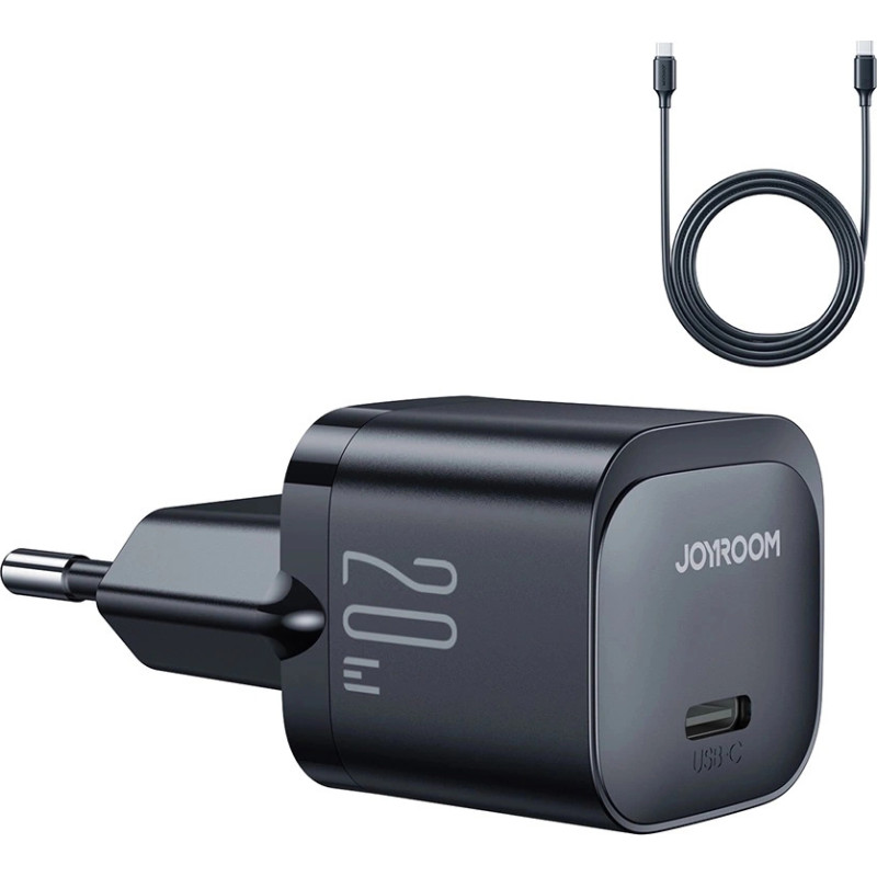 Joyroom JR-TCF02 USB-C PD 20W wall charger + USB-C cable - black