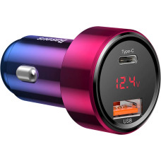 Baseus Magic Series PPS USB-C / USB-A 45W PD QC 6A car charger - pink and blue