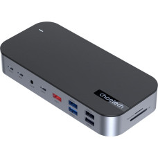 Choetech HUB Choetch M52 USB-C - USB-C PD/USB-C/USB-A/HDMI/VGA/DP/SD/TF/RJ45/AUX - gray