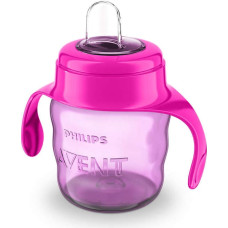 Philips Avent Easy Sip mācību krūzīte ar rokturiem,  6M+, 200ml, silikona snīpis, rozā - SCF551/03