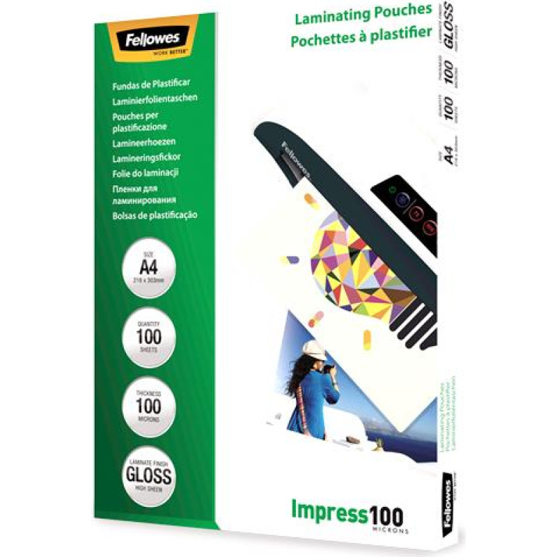 Fellowes LAMINATOR POUCH GLOSSY/A4 100 100PCS 5351111 FELLOWES