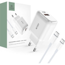 Tech-Protect C20W USB-C PD 20W / USB-A QC 3.0 network charger with USB-C / USB-C cable - white