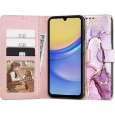 Tech-Protect Wallet case for Samsung Galaxy A15 4G / 5G - pink marble