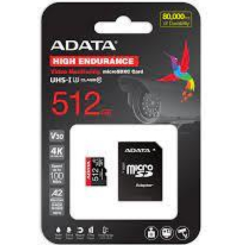 Adata MEMORY MICRO SDXC 512GB W/AD./AUSDX512GUI3V30SHA2-RA1 ADATA