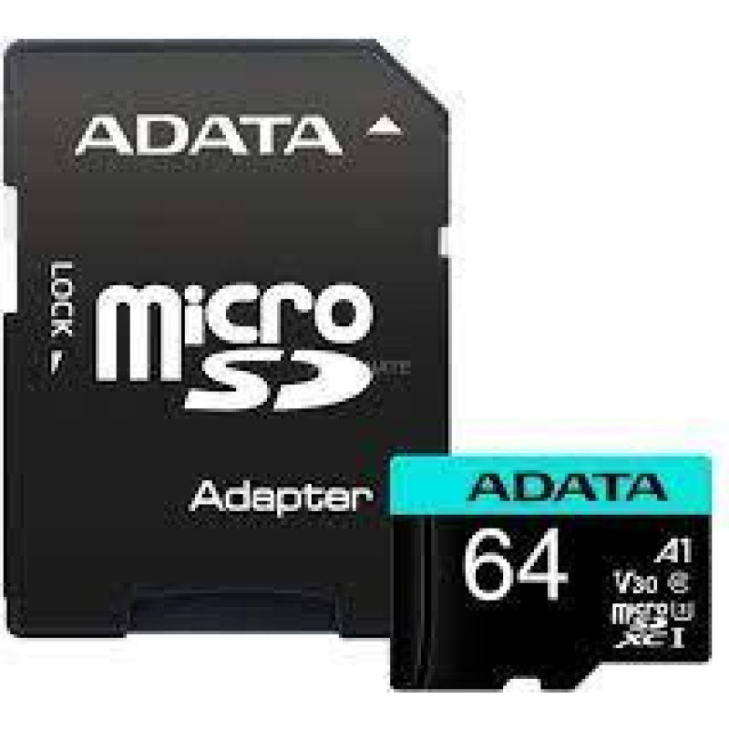 Adata Memory card microSD Premier Pro 64 GB UHS1 U3 V30 A2 + adapter