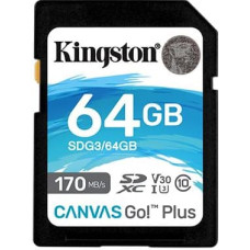 Kingston 64GB SDXC Canvas Go Plus 170R C10 UHS-I U3 V30, EAN: 740617301397