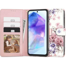 Tech-Protect Wallet case for Samsung Galaxy A55 5G - pink flowers