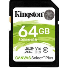 Kingston 64GB SDXC Canvas Select Plus 100R C10 UHS-I U1 V10, EAN: 740617297973