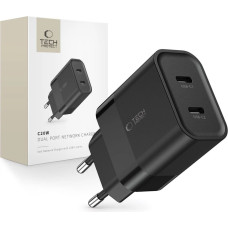 Tech-Protect C20W mains charger 2x USB-C PD 20W - black