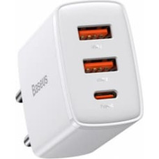 Baseus Lādētājs Baseus Compact Quick Charger 2 x USB + USB-C 30W White