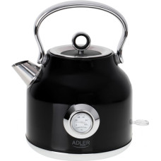 Adler Kettle with a Thermomete AD 1346b Electric, 2200 W, 1.7 L, Stainless steel, 360° rotational base, Black