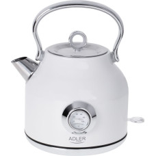 Adler Kettle with a Thermomete AD 1346w Electric, 2200 W, 1.7 L, Stainless steel, 360° rotational base, White