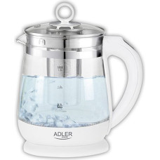 Adler Kettle AD 1299 Electric, 2200 W, 1.5 L, Glass/Stainless steel, 360° rotational base, White