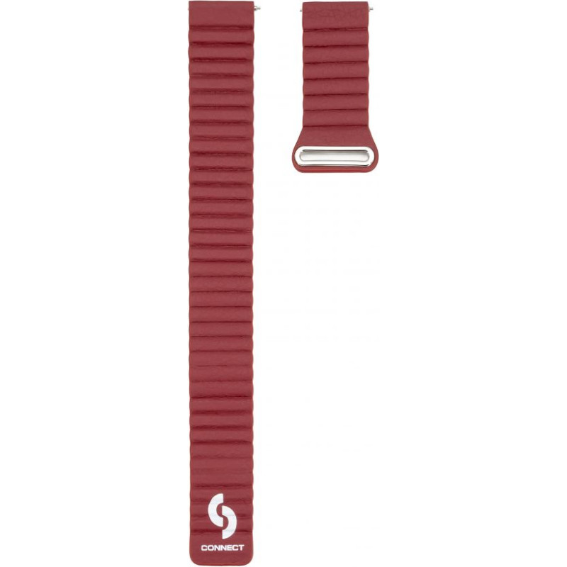 Connect 22mm Flat head Leather - Silicone Loop Magnetic Watch Strap (130mm M/L) Wine Red