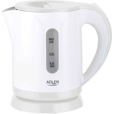 Adler Kettle AD 1371w Electric, 850 W, 0.8 L, Stainless steel/Polypropylene, 360° rotational base, White