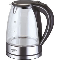 Adler Kettle AD 1225 Standard, 2000 W, 1.7 L, Glass, 360° rotational base, Stainless steel/Black