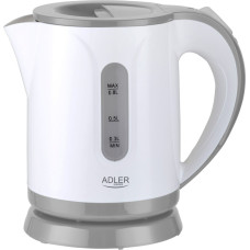 Adler Kettle AD 1371g Electric, 850 W, 0.8 L, Stainless steel/Polypropylene, 360° rotational base, White/Grey